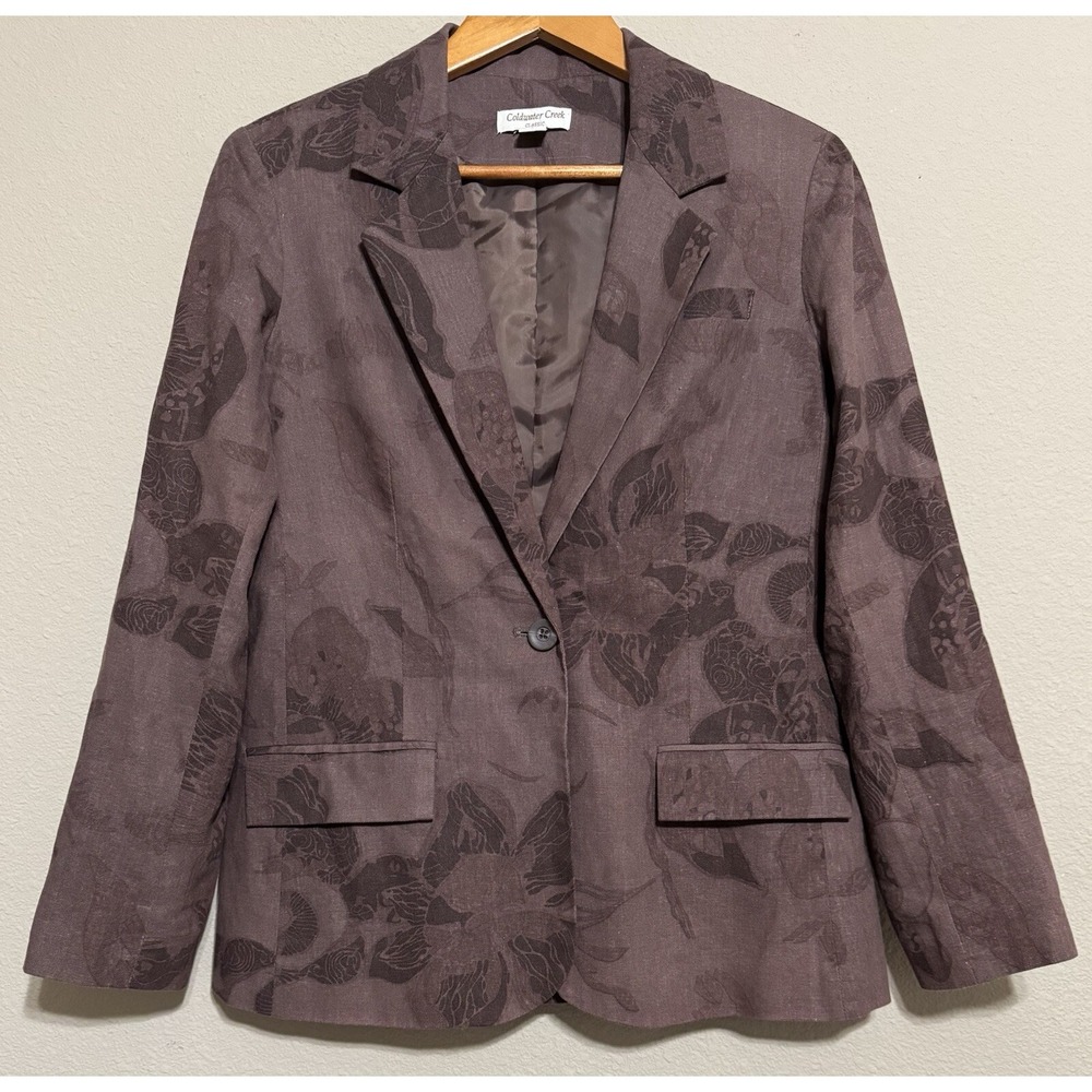 Coldwater Creek Classic Blazer Jacket Linen Blend Sz 8 One‎ Button Modern